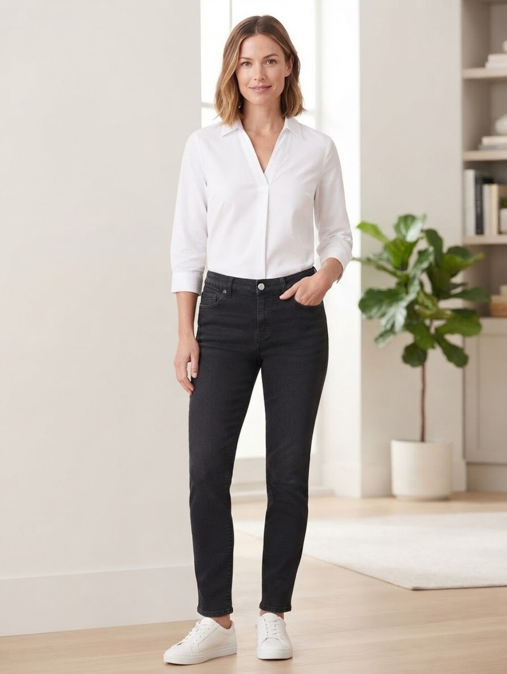 Christopher & Banks Signature Slimming Black Jeans Size 6 Short